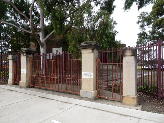 Original entrance to Ashcroft High School with Janny Ely